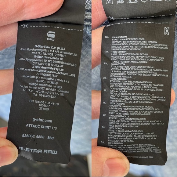 G-Star Raw Men’s Attacc Blue Cotton Plaid Long Sleeve Button Down Shirt Sz M - Picture 4 of 15